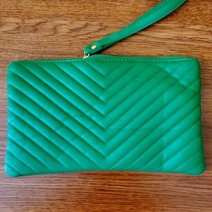 Green vegan leather pouch